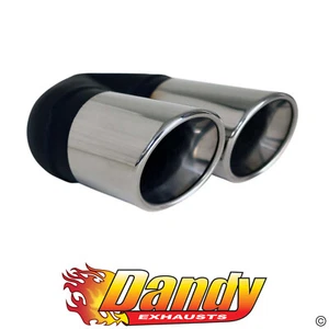 2.25" Inlet Dual 80mm Out Exhaust Tip Angle Rolled Inner Cone LHS 304 Stainless - Picture 1 of 1