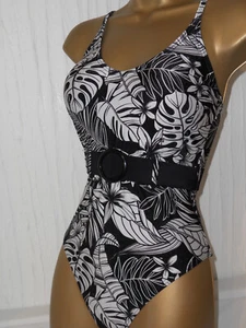 BLACK / WHITE NEW LOOK BELT SWIMSUIT SIZE 8 NEW SWIMWEAR - Picture 1 of 2