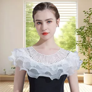 Women Layered Ruffles Lace Bolero Prom Wedding Dress Shawl Shrug Wrap Cover Up - Picture 1 of 19