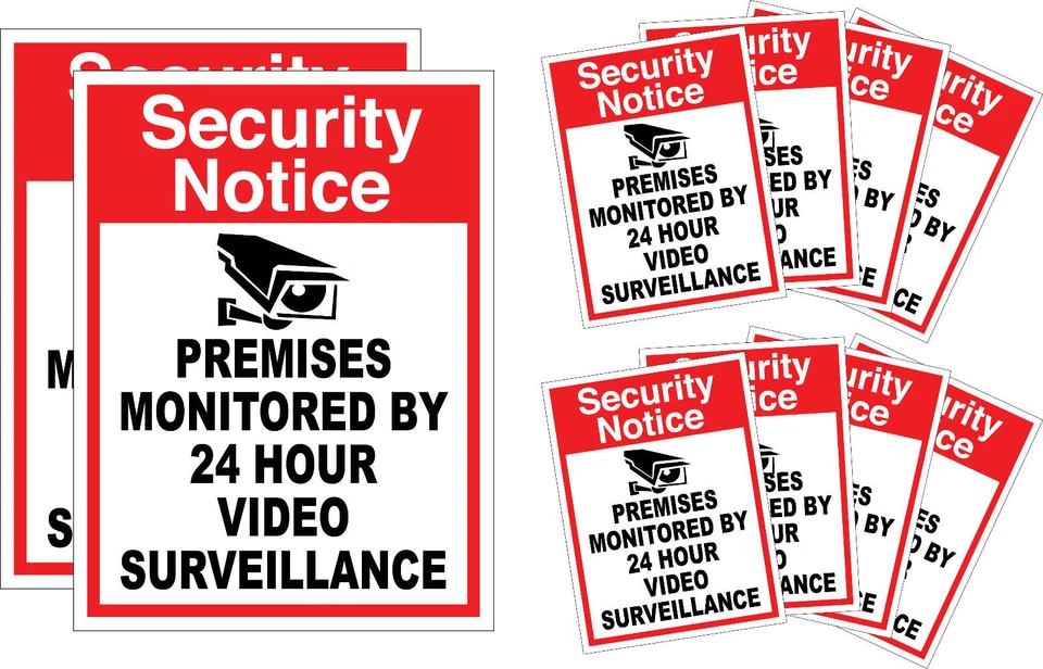 10 Pack Home CCTV Surveillance Security Camera Video Sticker Warning Decal Signs - Image 1 of 1