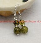 Natural 8Mm 10Mm Multicolor Round Gemstone Beads Silver Hook Dangle Earrings Aaa