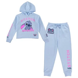 Disney Girls Lilo & Stitch Clothing Set - Stitch Sweatshirt Hoodie and Jogger - Picture 1 of 27