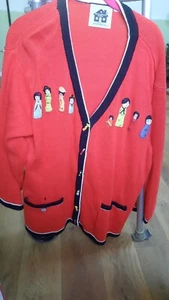 Vintage Storybook Strick Damen Pullover 3x asiatische Puppe - Bild 1 von 7