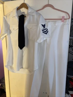US Navy Vtg Military Patriot Weintraub Bros Creighton Petty Officer Shirt Pants - Image 1 of 4