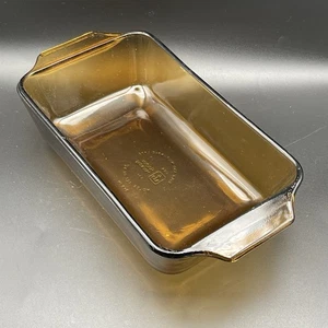 Anchor Hocking 441 Amber Glass Loaf Bread Pan 1 Qt 5x9 Oven Microwave Safe USA - Picture 1 of 6