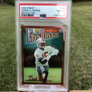 1996 Topps Finest Refractor Terrell Owens #338 PSA 8 Rookie RC HOF - Picture 1 of 2
