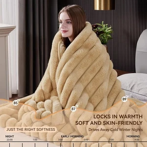Faux Fur Throw Blanket, Thick 1000GSM Fluffy Cozy Lola Throw Blankets for Bed - Picture 1 of 6