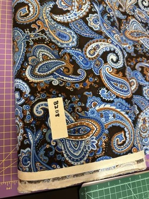 FABRI-QUILT Blue & Brown Paisley By Fabri- Quilt Cotton Quilt Craft Fabric By The Half Yard