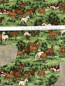 1/2 yard+ Horses Equestrian Fabric Remnant Quilter Quilt Sewing Farm - Picture 1 of 4
