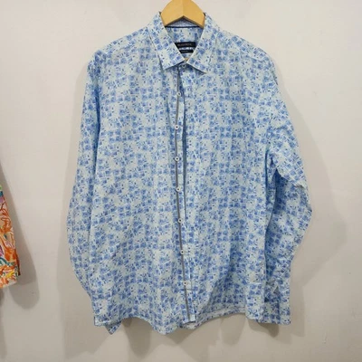 Bugatchi Julian Abstract Shirt Blue Classic Fit Button-front Long Sleeve Sz XXL - Image 1 of 4