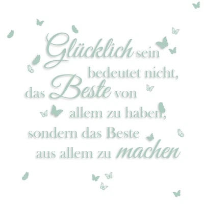 Wandtattoo Zitat Spruch: Glücklich sein Küche Wohnzimmer Aufkleber YX005 Mint - Bild 1 von 4