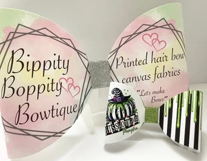 B/JUICE SHOWTIME PUMPKINS 4" PRINTED CANVAS FABRIC BOW LOOPS MAKE HAIR BOWS - Picture 1 of 3
