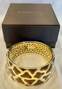 MAGNIFICENT ROBERTO COIN 18K ENAMELED GOLD GIRAFFE DESIGN BRACELET W BOX - Picture 1 of 10