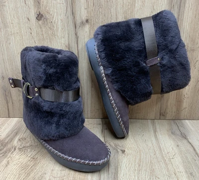 Jessica Simpson Mujer Micro Gamuza Bota Botín Zapatillas Forro de Piel Marrón Talla 9 Foto 1 de 4