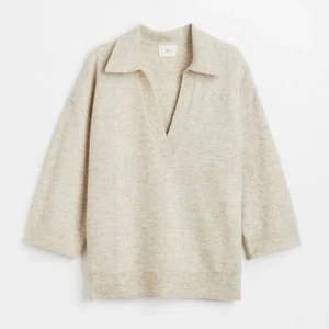 H&M Wollmischung Kragen Haferflocken Neutral Strick Oversize Sweatshirt - Bild 1 von 7