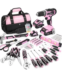 WORKPRO Rosa/Gris 157PC Juego de Herramientas de Mano Taladro Inalámbrico 20V Kit de Herramientas para el Hogar EE. UU. - Imagen 1 de 1