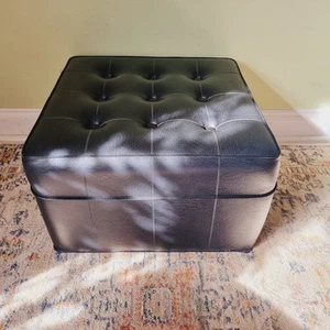 Puf Reposapiés Sherborne Vintage Retro Mediados de Siglo Años 60 Grande Negro Cuadrado - Imagen 1 de 9