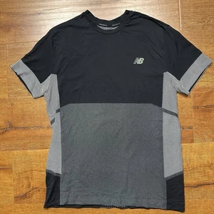 New Balance Running T Shirt Men S Gray Black Short Sleeve Athletic Vent Tech Gym - Picture 1 of 10