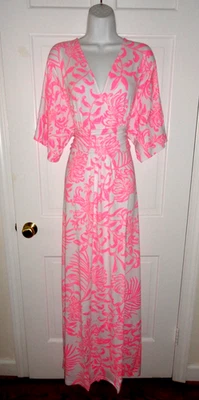 NWT LILLY PULITZER ROUSSEAU PINK GLISTEN IN THE SUN PARIGI V-NECK MAXI DRESS XL - Image 1 of 4