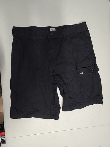 Vans Off The Wall Uomo Nero Pantaloncini Misto Cotone Tasca Taglia 38 (BB37)