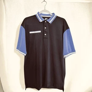 FootJoy Golf Polo Mens Jersey M Black Blue Preppy Embroidered Logo - Picture 1 of 7