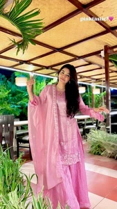 PUNJABI SHARARA PLAZZO SALWAR KAMEEZ ANZUG DAMEN READY MADE DESIGNER - Bild 1 von 9