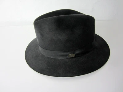 Beaver Hats Black Custom Mens 7 1/4 Fedora 1489 USA Sacred Feather NEW - Image 1 of 4