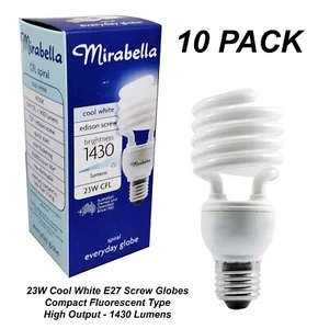 10 x 23W High Output CFL Globes Bulbs Cool White 4000K Screw Cap E27 Compact - Picture 1 of 8