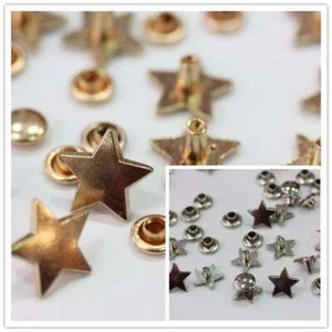Borchie sfuse in lega forma stella con rivetto colore argento/oro rosa 12mm - Picture 1 of 3