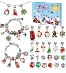 Kit para hacer joyas para niñas hágalo usted mismo pulsera con dije calendario de Adviento para niños cuenta regresiva - Imagen 1 de 6