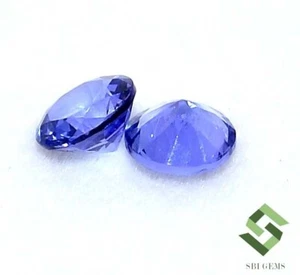 5.50 mm Certified Natural Tanzanite Round Cut Pair 1.30 CTS Faceted Loose Gems - Picture 1 of 6