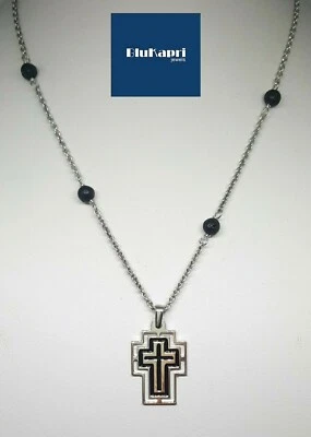 Collana catena uomo argento 925 con croce ciondolo gioielleria Uomo - Immagine 1 di 4