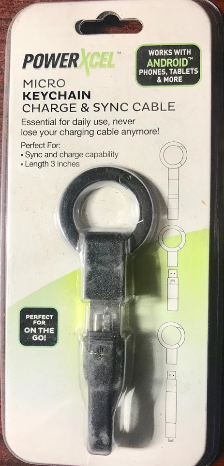 POWER XCEL MICRO KEYCHAIN CHARGE AND SYNC CABLE WORKS W/ ANDROID NEW - Image 1 of 1