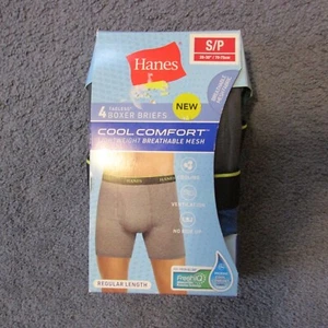 Nuevo paquete de 4 calzoncillos boxer Hanes pequeños cómodos frescos de malla transpirable sin montar en la pierna - Imagen 1 de 2