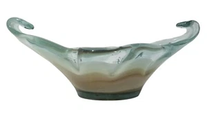 Vintage Hand blown Art Glass Bowl 10" oblong  brown autumn fall colors  - Picture 1 of 5