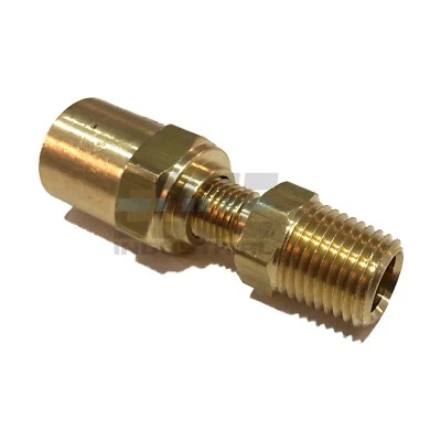 PRO-EDGE INDUSTRIAL BRASS REUSABLE FITTING ADAPTER 1/4" NPTF MALE X 1/4" HOSE ID X 1/2" HOSE OD
