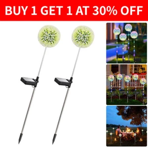 2x LED Solar Power Dandelion Garden Path Lights Flower Stake Outdoor Decor Lamp - Picture 1 of 10
