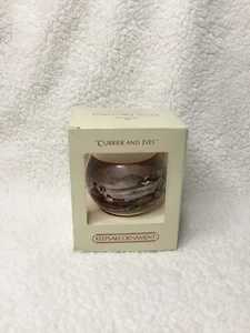 🎄1982 Hallmark Currier and Ives glass ornament "The Road Winter" vtg keepsake🎄 - Picture 1 of 4