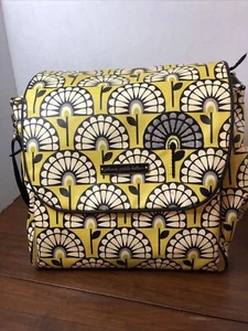 Petunia Pickle Bottom Boxy Diaper Bag Backpack Chartreuse Gray Modern Floral - Picture 1 of 17