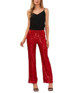 Pantalones acampanados con lentejuelas Vince Camuto para mujer (ultra rojos, XX-grandes) - Imagen 1 de 3