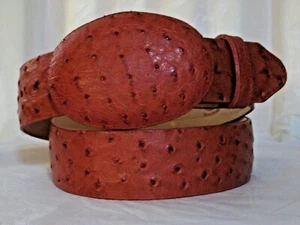 HANDMADE LOS ALTOS GENUINE AUTHENTIC COGNAC OSTRICH WESTERN COWBOY BELT - Picture 1 of 3
