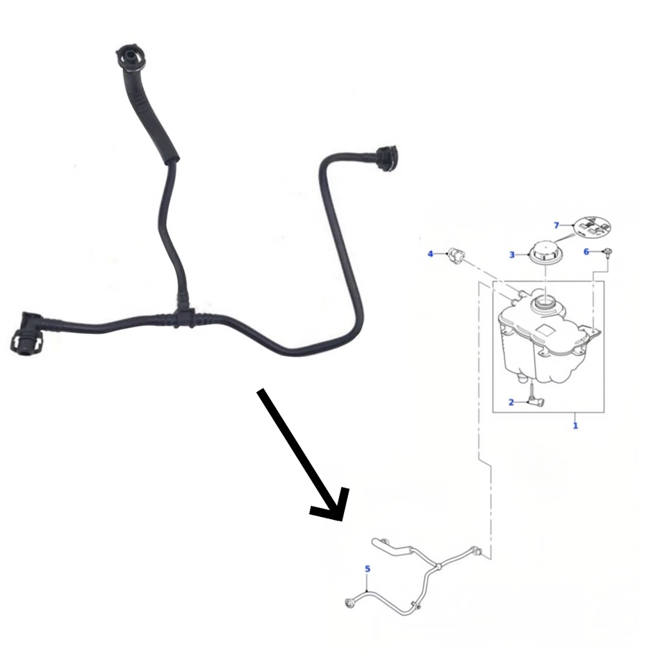 Manguera de desbordamiento del depósito de refrigerante del motor nueva para Jaguar XF XE 2016 2017 2018 3,0 L Foto 1 de 4