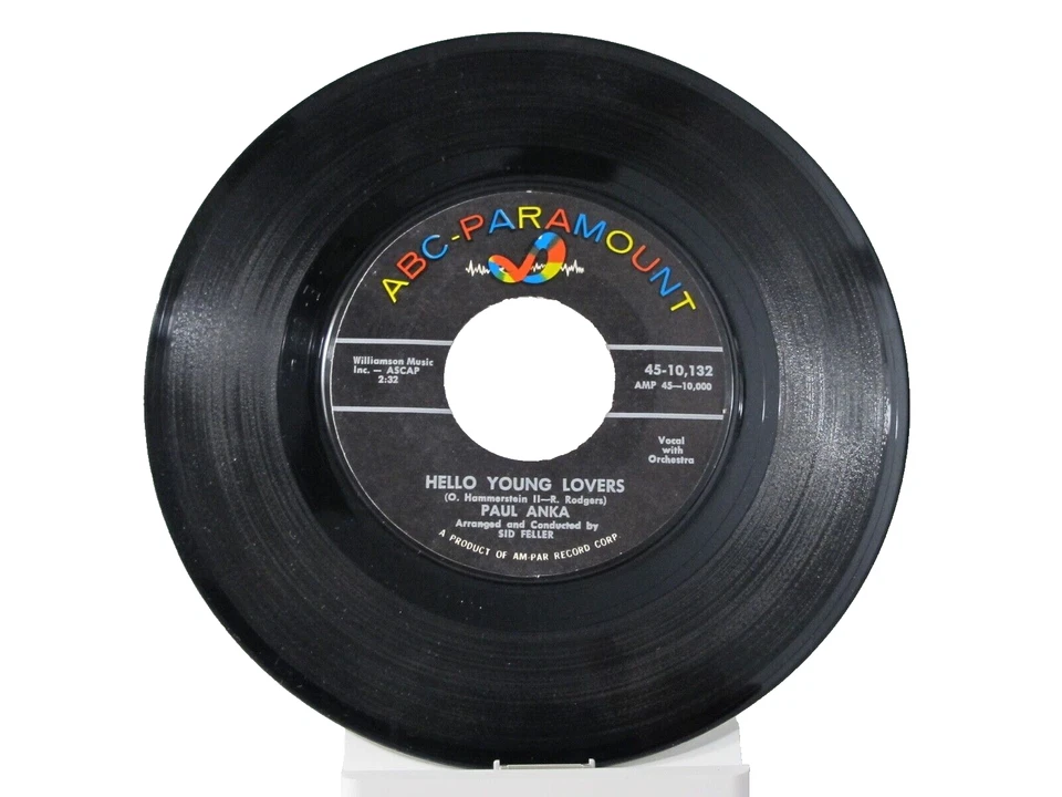 45 RECORD - PAUL ANKA - HELLO YOUNG LOVERS  - Image 1 of 1