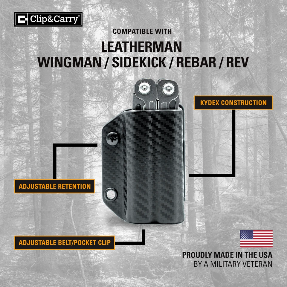 Kydex Multitool Sheath - Leatherman WINGMAN/SIDEKICK/REBAR/REV - USA MADE