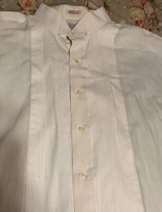 Camicia uomo smoking avorio colletto ad ala formale 1/4 pollice a pieghe anteriore 3XL 36-37 - Foto 1 di 4