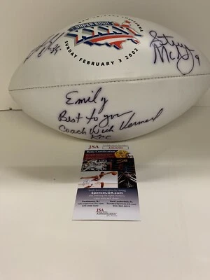 RARE Dick Vermeil Steve McNair Signed Wilson NFL Super Bowl XXXVI Football JSA - Image 1 of 4