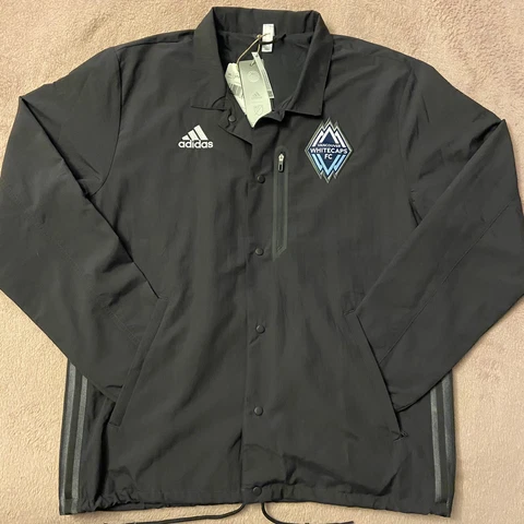 Vancouver Whitecaps FC adidas Jacket Gray Size Medium MLS Anthem Full-Snap Vest Cover