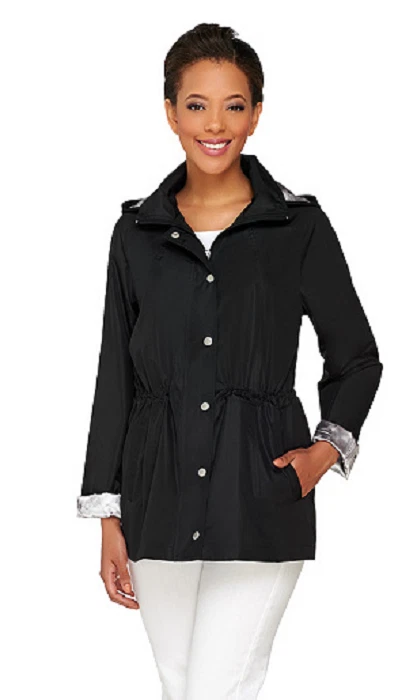 Chaqueta Anorak Resistente al Agua Dennis Basso con Capucha Desmontable, Negra, Pequeña Foto 1 de 1