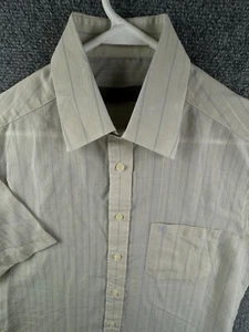 Givenchy Short Sleeve Button Up Shirt Striped Beige Blue Size 95 Polyester Blend - Picture 1 of 19