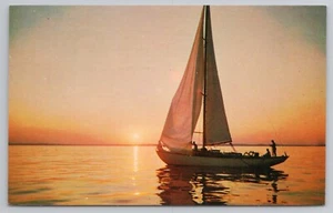 Postal de velero al atardecer en Rehoboth Beach Delaware - Imagen 1 de 2